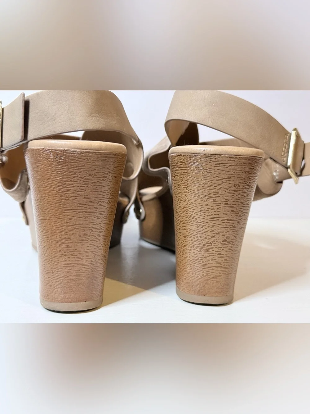 Cityclassified Boho Taupe Suede Knotted Wedge Buckle Slingback Sandals Size 9